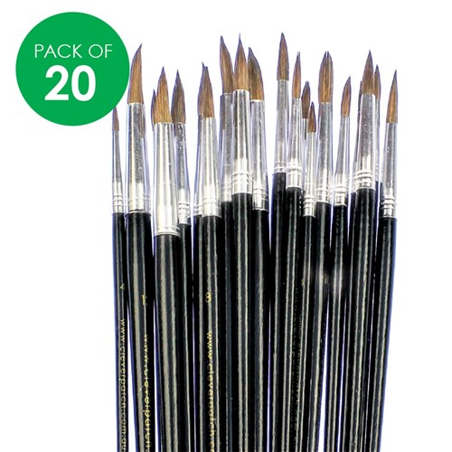 Watercolour Paint Brushes - Assorted - Pack of 20