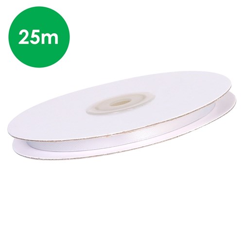 Satin Ribbon - White - 25 Metres