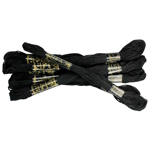 Embroidery Thread - Black - Pack of 6