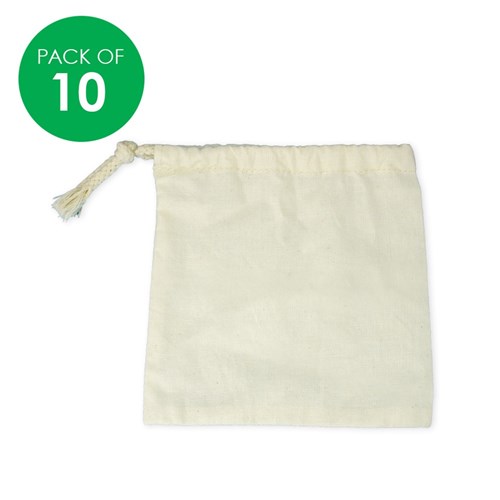 Cotton Drawstring Bags - Small - Pack of 10