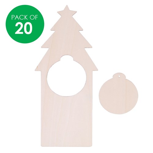 Wooden Christmas Tree Door Hangers - Pack of 20