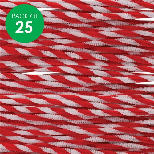 Christmas Stripe Chenille Stems - Pack of 25