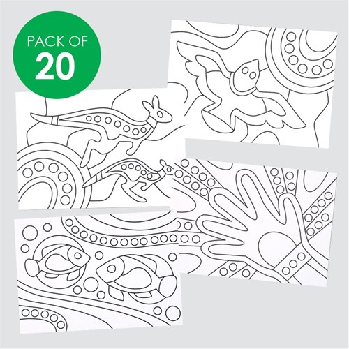 Indigenous Designed Australia Sticky Art Sheets - Pack of 20