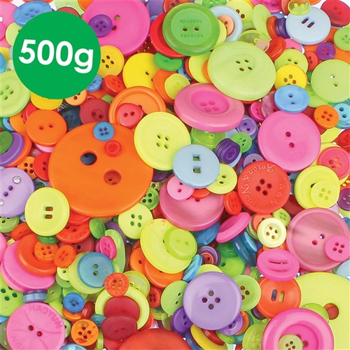 Assorted Buttons - 500g Tub