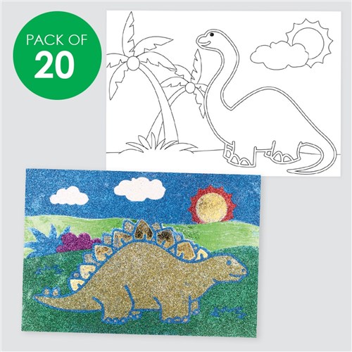 Dinosaurs Sticky Art Sheets - Pack of 20