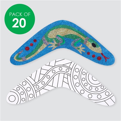 Indigenous Designed Boomerang Sticky Art Shapes - Pack of 20