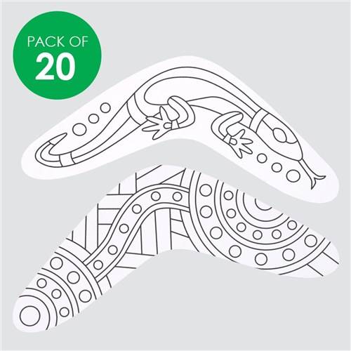 Indigenous Designed Boomerang Sticky Art Shapes - Pack of 20