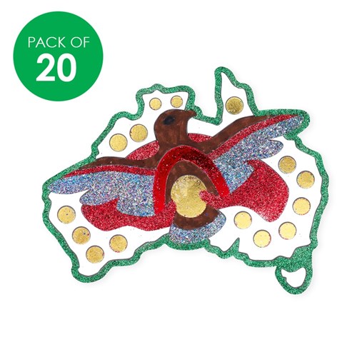 Indigenous Designed Australian Map Sticky Art Shapes - Pack of 20