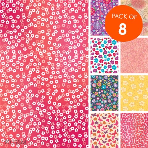 Flower Craft Paper - Pack of 8