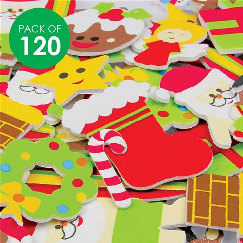 Foam Assorted Christmas Stickers - Pack of 120