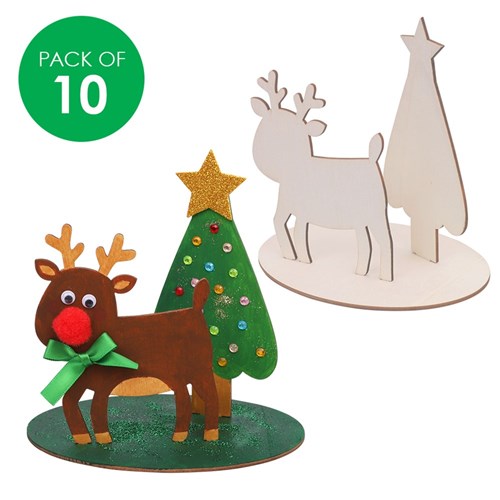 Wooden Christmas Dioramas - Reindeer - Pack of 10