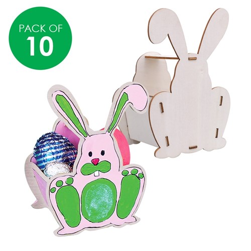 Wooden Bunny Baskets - Pack of 10