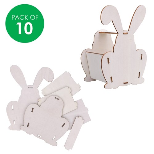 Wooden Bunny Baskets - Pack of 10