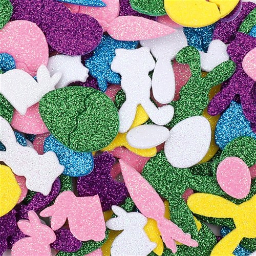 Foam Glitter Easter Stickers - Pack of 120