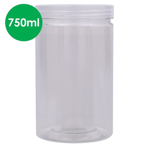 Clear Plastic Jar - Round - 750ml