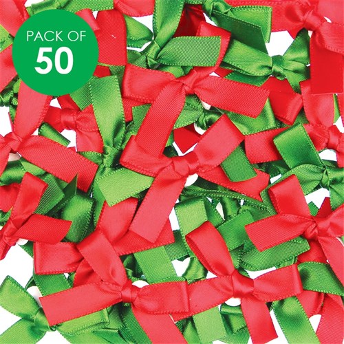 Satin Ribbon Bows - Christmas - Pack of 50