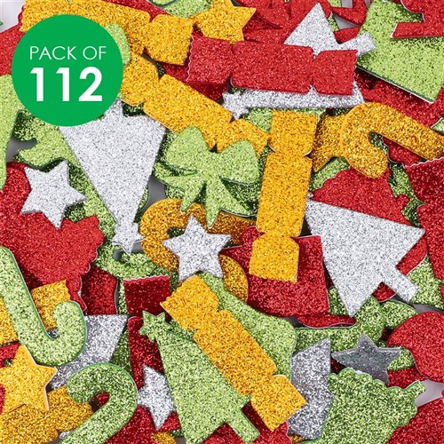 Foam Glitter Christmas Stickers - Pack of 112