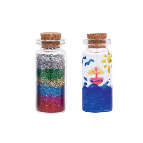 Small Glass Bottles with Cork Stoppers - Pack of 4