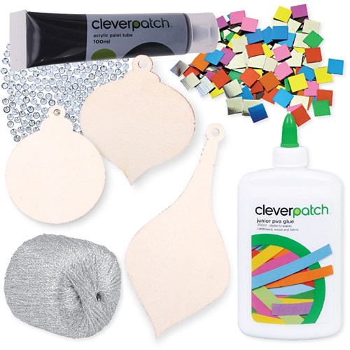 Wooden Mosaic Baubles Group Pack