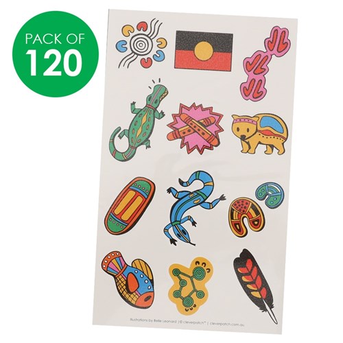 Temporary Tattoos - Bright Indigenous Designs - Pack of 120
