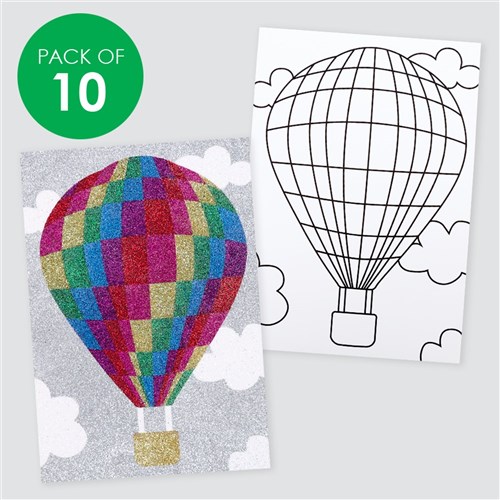 Hot Air Balloon Sticky Art Sheets - Pack of 10
