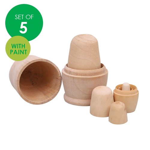 Wooden Nesting Family - Set of 5 with Paint
