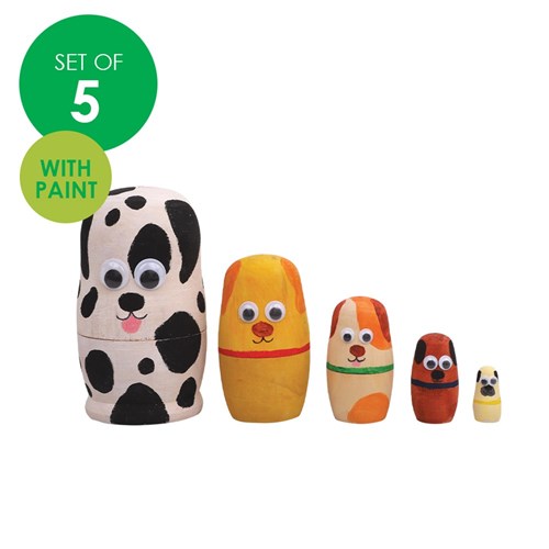 Wooden Nesting Family - Set of 5 with Paint