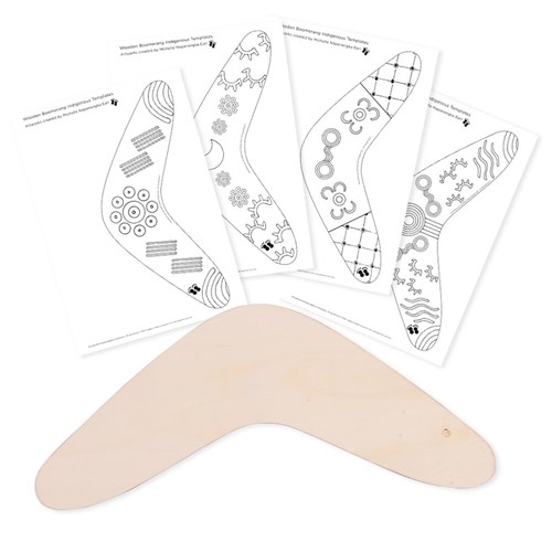 Small Wooden Boomerangs & Indigenous Templates Kit