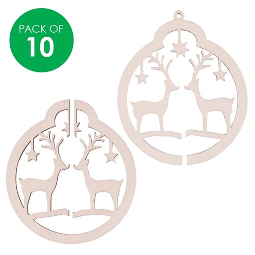 3D Wooden Ornaments - Detailed - Pack of 10