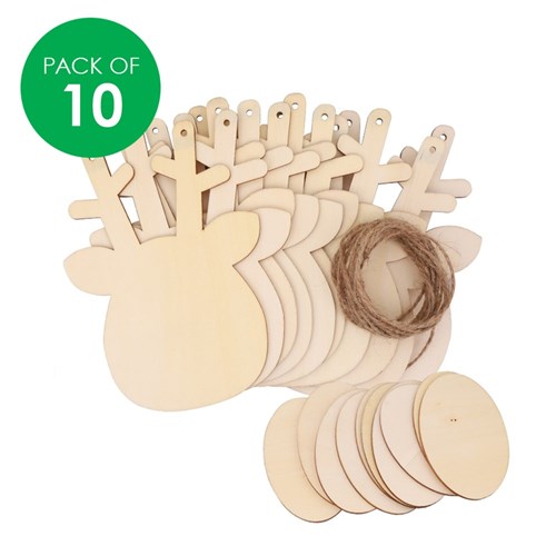Wooden Reindeer Bunting - Pack of 10