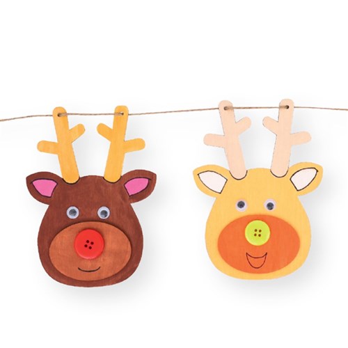 Wooden Reindeer Bunting - Pack of 10