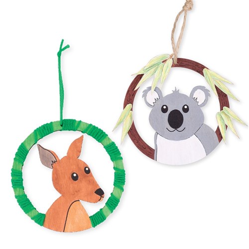 Wooden Australian Animal Ornaments - Pack of 12