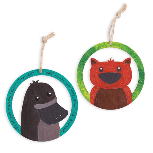 Wooden Australian Animal Ornaments - Pack of 12