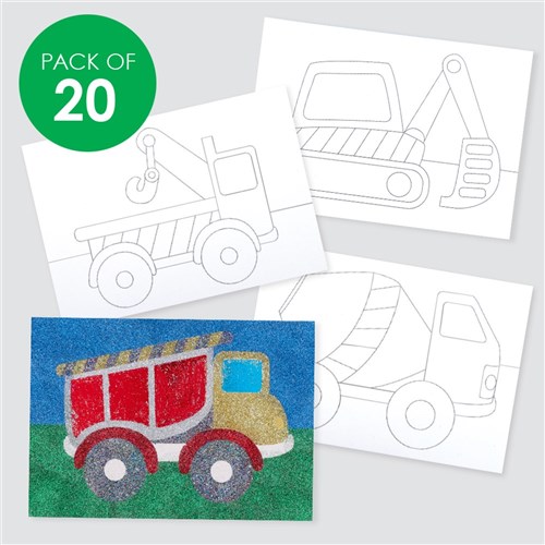 Construction Sticky Art Sheets - Pack of 20