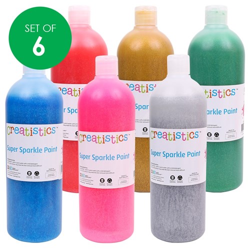 Creatistics Glitter Paint - 1L - Set of 6 Colours