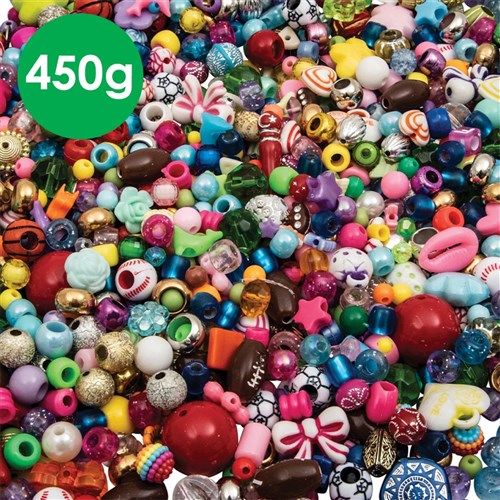 Mixed Craft Beads - 450g Pack