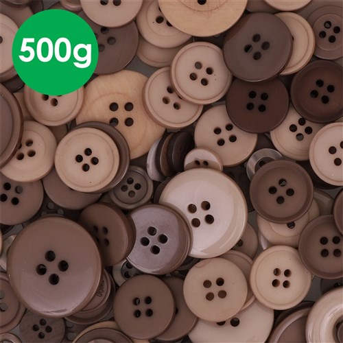 Buttons - Natural Colours - 500g Tub