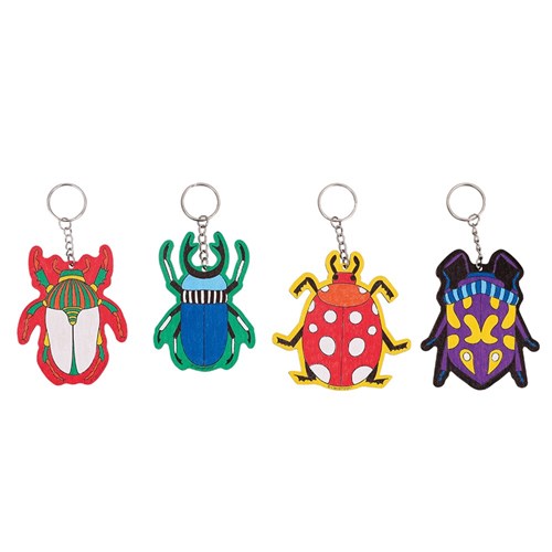 Printed Wooden Keyrings - Beetles - Pack of 12