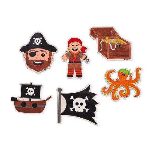 Printed Wooden Pirate Shapes - Pack of 12
