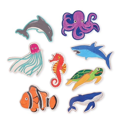 Printed Wooden Sea Animal Shapes - Pack of 24