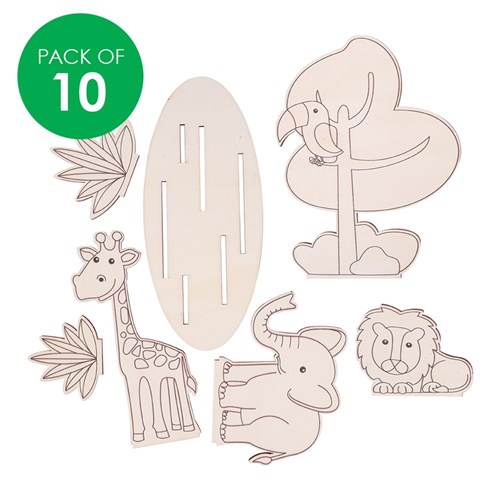 Wooden Dioramas - Jungle Animals - Pack of 10