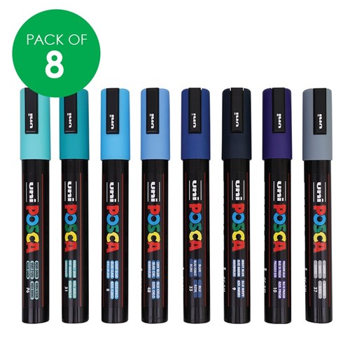 POSCA Paint Markers - Medium Tip - Cool Colours - Pack of 8