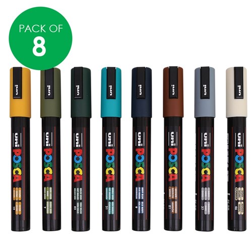 POSCA Paint Markers - Medium Tip - Earth Colours - Pack of 8