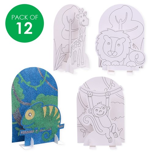 3D Sticky Art Scenes - Jungle Animals - Pack of 12