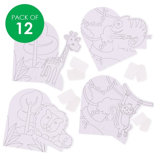 3D Sticky Art Scenes - Jungle Animals - Pack of 12