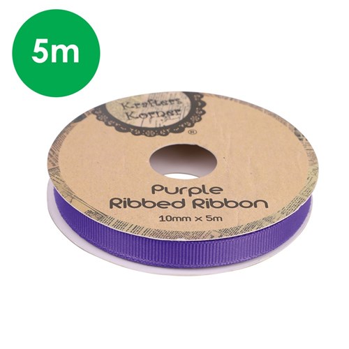 Ribbed Ribbon - Purple - 5 Metres