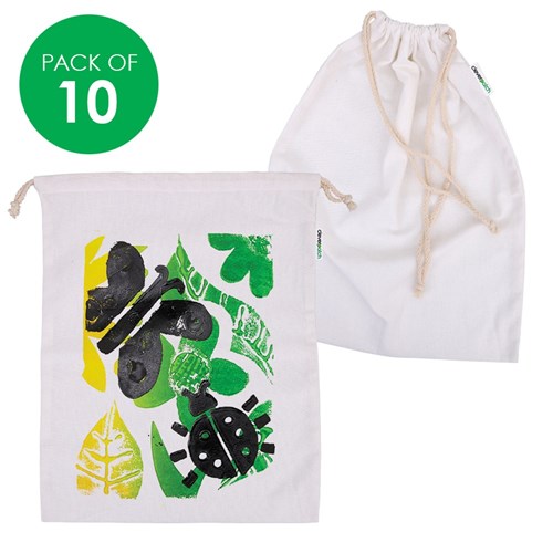Large Cotton Drawstring Bags - Pack of 10
