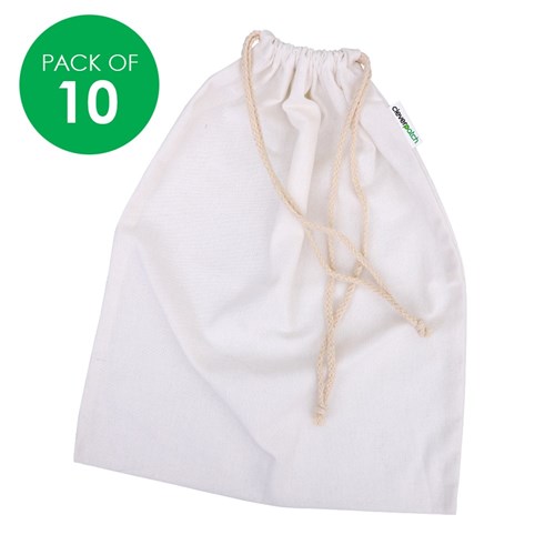 Large Cotton Drawstring Bags - Pack of 10