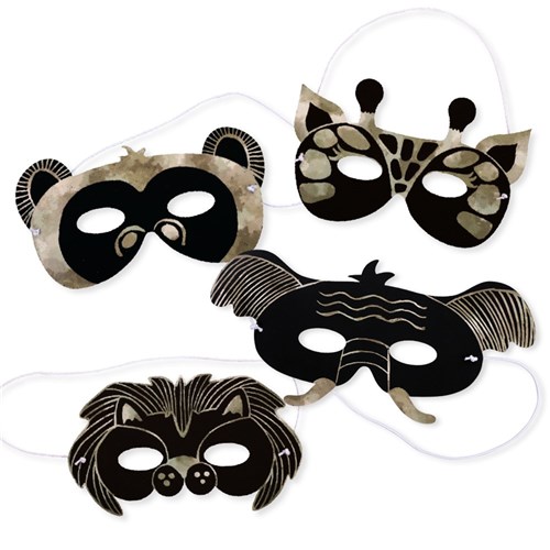 Printed Scratch Board Masks - Jungle Animals - Pack of 20