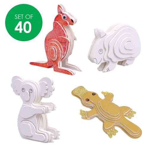 3D Cardboard Puzzles - Australian Animals - Set of 40